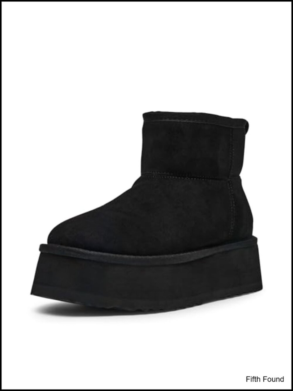 Suede Platform Ankle Booties with Faux Fur Lining Round Toe